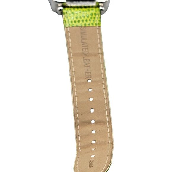 Disney Tinkerbell Accutime Watch TK1022 7" Green Faux Leather Band Silver Tone - Picture 7 of 15